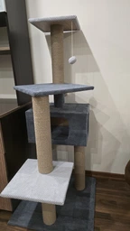 Домик когтеточка для кота дряпка для кошки Мур-Мяу Алиса-2 70 x 70 x 138 см в джутовой веревке Коричнево-Бежевый МТ фото от покупателей 15