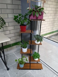 Подставка для цветов металлическая 6-ярусная 113 см 113x60x20см біло-коричнева SZ16B фото от покупателей 10