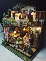 3D Румбокс "Цветочный дом" Миниатюрный Кукольный Домик DIY DollHouse Diorama от HongDa с освещением (DG16)