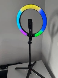 Комплект блогера бездротовий RZTK Aura Light Pro (кільцева RGB LED лампа 26 см 12 В / акумулятор 1200 мАгод / штатив 2.3 м Alum / пульт / USB Type-C)