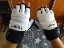 Перчатки для тхэквондо с фиксатором запястья Zelart Heroe 2310-W размер M White-Black