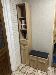 Маленький компактний передпокій Тріо у коридор вішак з тумбою під взуття та комод з надставкою з лдсп у стилі модерн модульні передпокої Мебель Сервіс 90х202х32 см венге/дуб крафт фото від покупців 1