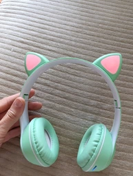 Беспроводные наушники с кошачьими ушками CAT EAR Bluetooth 5.0 + EDR детские наушники, игровые с блютуз гарнитурой и LED подсветкой, фиолетовые фото от покупателей 8