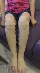 Гольфы компрессионные для профилактики варикоза Zip Sox, эластичные утягивающие гольфы с молнией для снятия отеков и усталости ног, улучшение кровообращения, размер S/M, 2 шт Бежевые, LY-105-S/M-Beige фото от покупателей 2