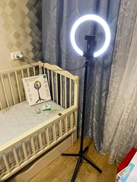 Комплект блогера бездротовий RZTK Aura Light Pro (кільцева RGB LED лампа 26 см 12 В / акумулятор 1200 мАгод / штатив 2.3 м Alum / пульт / USB Type-C) фото від покупців 4