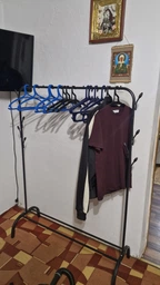 Стойка вешалка для одежды и обуви Loft Organizer TW-603 напольная стальная с полкой и 8 крючками Black фото от покупателей 8