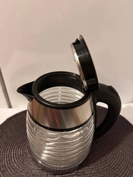 Электрочайник 2л стеклянный с LED подсветкой Top Kitchen 2400 Вт, электрический дисковый чайник с быстрым нагревом воды, стильный прозрачный чайник из рифленого термостойкого стекла STK-023-Silver/Black фото от покупателей 7