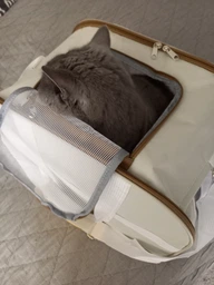 Сумка переноска для кота кошки котенка собаки до 8 кг с сетчатым окошком голубая 46х30х30 см (002298) фото от покупателей 10