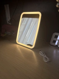 Дзеркало для макіяжу акумуляторне безпровідне 3 режими Smart LED Makeup Mirror косметичне настільне з LED підсвіткою у ванну кімнату біле фото від покупців 2