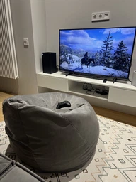 Кресло мешок груша Овал Coolki Велюр антикоготь XL 105x85 бежевый фото от покупателей 2
