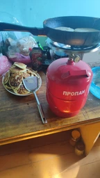 Газовый баллон 8 л с горелкой 2200 Вт, портативный туристический газовый комплект с конфоркой, краном-переходником и ручкой для приготовления пищи, обогрева, кемпинга, туризма, походов, пикника Красный BG-08 фото от покупателей 3