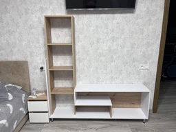 Стінка у вітальню Doros Етана Дуб Артизан + Білий 150х30х150 см