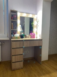 Большой гримерный, туалетний столик с зеркалом с подсветкой, 160*90*50см, цвет - бетон, MirrorRika фото от покупателей 8