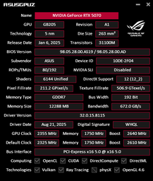 Видеокарта ASUS GeForce RTX5070 12Gb TUF OC GAMING (TUF-RTX5070-O12G-GAMING) фото от покупателей 17