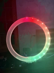 Светодиодная кольцевая LED лампа RGB MJ33 с пультом и штативом 33 см белый/черный фото от покупателей 17