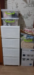 Комод пластиковый на 4 ящика R-Plastic РОТАНГ белый фото от покупателей 2