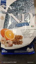 Фармина сухой корм для собак N&D GRAIN FREE OCEAN COD, PUMPKIN & ORANGE ADULT MINI с треской, тыквой и апельсином, 2,5 кг