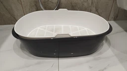 Туалет для кішок глибокий овальний з сіткою + лопатка Lucky Pet Модерн 45x30x15 см Бежево-коричневий (4820268554321) фото від покупців 5
