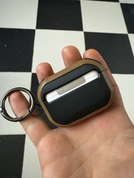 Защитный ударопрочный чехол Air Case для беспроводных наушников AirPods Pro/AirPods Pro 2 коричневый с карабином фото от покупателей 1