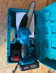 Акумуляторна ланцюгова міні пила 8 дюймів 48V 2 акумулятори Chain Saw електропила гілкоріз для обрізання дерев і розпилу дров в кейсі фото від покупців 1