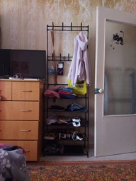Вішалка для одягу в передпокій з полицями для взуття New simple floor clothes rack Чорний