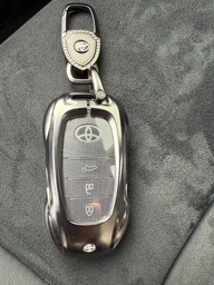 Металлический премиум чехол, кейс для ключа автомобилей Toyota в подарочной магнитной коробке, (Black)