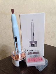 Професійний безпровідний фрезер для манікюру та педикюру Nail Machine 8809 машинка для манікюра та педикюра і УФ лампа + подарунок 12 насадок, голубий фото від покупців 2