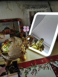 Дзеркало для макіяжу акумуляторне безпровідне 3 режими Smart LED Makeup Mirror косметичне настільне з LED підсвіткою у ванну кімнату біле фото від покупців 1
