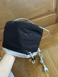 Електрична термошапка Wenan "Premium Black Thermal Cap" сушуар шапка для масок, фарбування, ламінування, доглядових салонних процедур та лікування волосся вдома, 2 режими від 45 до 60 градусів, колір чорний (220 Вт / Євровилка) фото від покупців 2