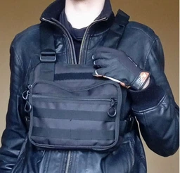 Разгрузка мужская с системой Molle (нагрудная сумка из Cordura 1000D) черная (3989731973861)