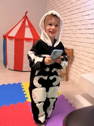 Пижама кигуруми Kigurumi для мальчика Скелет Черно-белый на рост 145 - 155 см (202242) фото от покупателей 3