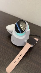 Складная беспроводная зарядная док станция MagSafe 3 в 1 с ночником для iPhone Apple Watch AirPods магнитная зарядка зарядное устройство для айфона смарт-часов наушников Apple White M1-W фото от покупателей 11