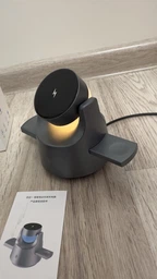 Складная беспроводная зарядная док станция MagSafe 3 в 1 с ночником для iPhone Apple Watch AirPods магнитная зарядка зарядное устройство для айфона смарт-часов наушников Apple White M1-W фото от покупателей 6