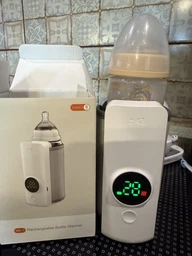 Портативный подогреватель для детских бутылочек на аккумуляторе Warmer Pro беспроводной нагреватель бутылочок компактный для прогулки белый фото от покупателей 18