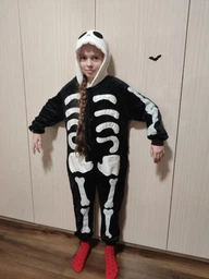 Детская Пижама Кигуруми для девочки My kigu Скелет Хэлоуин Helloween Черный 130-145 см. (MK202245G)