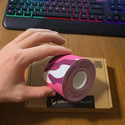 Кинезио тейп для лица и тела Kinesio tape, размер 3,8см*5м, розовый комуфляж (LS-KT-05-3_8)