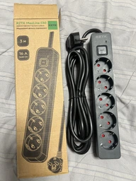 Мережевий фільтр-подовжувач RZTK MaxLine 530 16A 3 м 5 розеток Black