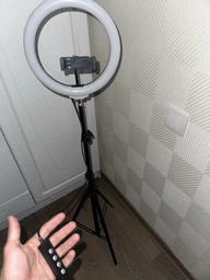 Кольцевая светодиодная цветная лампа RGB LED MJ26 Набор блогера селфи кольцо со штативом Мультиколор 26 см фото от покупателей 2