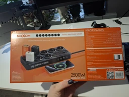 Удлинитель с защитой от перенапряжения Moxom MX-ST22 14 IN 1 Power Strip с 2 PD/QC 2500 Вт, 8 розетками и 3 USB для нескольких устройств, 2 М. Черный