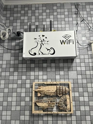 Настенная коробка для роутера Wi-Fi Полка 40*20,5*10 см Белая Котики