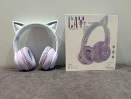 Беспроводные наушники Onvex BT612I с кошачьими ушками, RGB-подсветкой, Bluetooth 5.3, FM-радио, MicroSD, AUX, складные Blue-Pink фото от покупателей 5