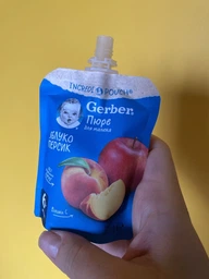 Дитяче пюре Gerber Яблуко та персик 90 г (7613036345460) фото від покупців 5