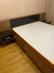 Ліжко з тумбочками Меблі-Сервіс Фієста 160 + ортопедичний внесок під матрац 160х200 Дуб апріл темний/Чорний фото від покупців 1