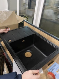 Мойка кухонная, гранитная, прямоугольная Valetti 35R 62х43см Терра + смеситель фото от покупателей 1