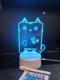 3D LED-нічник " Котик " USB, з ручкою для малювання «Kitty Message Board»