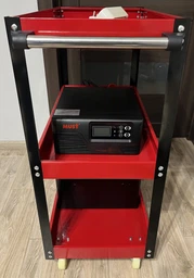 Сервисная металлическая тележка для инструментов MAR-POL M66604 мастерских автосервисов инструментальная с тремя полками ручкой грузоподъемность 136 кг 4 колеса 66,5 х 36,5 х 79 см
