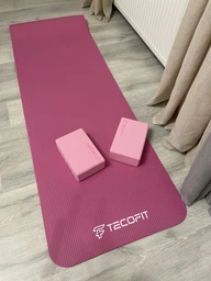 Коврик для йоги и фитнеса TECOFIT NBR 183x61x1 см Blue + чехол-сумка в подарок (TOP20106462/1) фото от покупателей 1