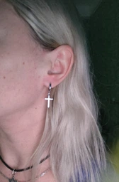 Серьги подвески Xuping Jewelry крестики тонкие гладкие 3,2 см серебристые