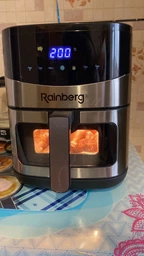 Аэрогриль Rainberg RB 2330 4200W аэрофритюрница безмасляная для приготовления без масла с 2 Тенами 8,5 л Серебряная с черным фото от покупателей 16
