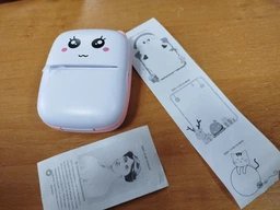 Портативный мини термопринтер детский Mini printer Bluetooth + набор термобумаги в комплекте розовый